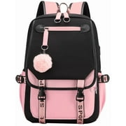 SANMADROLA School Backpack Girls Bookbag, Heavy Duty Kids Backpack 21L Children Schoolbag Bookbag with USB Charge Port