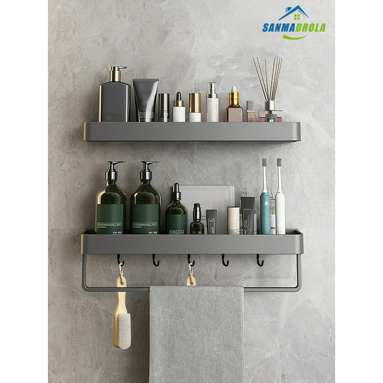 Shower Caddy Rustproof, Shower Shelves Self-adhesive With Hooks