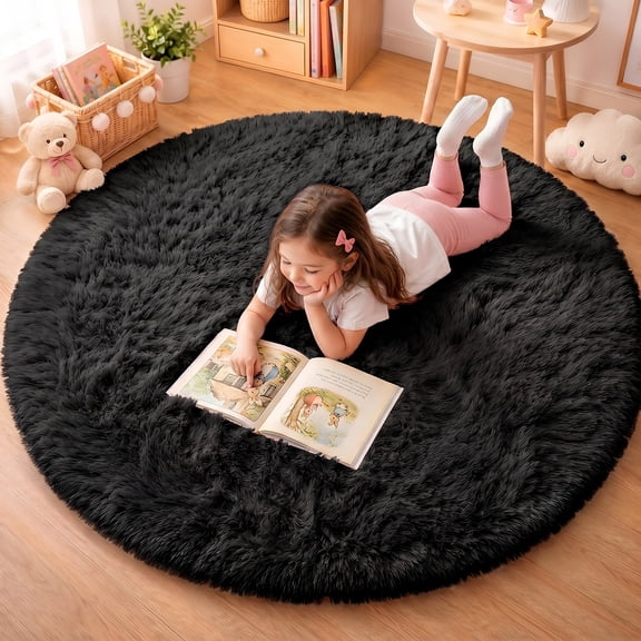 SANMADROLA Soft Modern Shaggy Area Rug, 2.6' x 2.6', Non-Slip Plush Fluffy Carpet