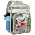 thumbnail image 1 of SANMADROLA Waterproof Clear Backpack Heavy Duty PVC Transparent Large Capacity Backpack with Reinforced Strap for School, Work, Stadium, Travel, Security, Festival, College (Gray Green), 1 of 6