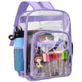 thumbnail image 1 of SANMADROLA Waterproof Clear Backpack Heavy Duty PVC Transparent Large Capacity Backpack with Reinforced Strap for School, Work, Stadium, Travel, Security, Festival, College (Light Purple), 1 of 6