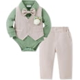 thumbnail image 1 of SANMIO Baby Boy Clothes Suits Infant Gentleman Outfit Collared Dress Shirt+Vest+Tie+Corsage+Pants 5Pcs Baby Suit Sets, 1 of 6