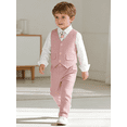 thumbnail image 1 of SANMIO Toddler Boy Suit Baby Boy Church Clothes Formal Dress Baptism Outfit Sets Shirt+Tie+Vest+Pants Kids Tuxedo 1-5T Boys Wedding Clothes, 1 of 7