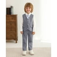 thumbnail image 1 of SANMIO Toddler Boy Suit Baby Boy Church Clothes Formal Dress Baptism Outfit Sets Shirt+Tie+Vest+Pants Kids Tuxedo 1-5T Boys Wedding Clothes, 1 of 7