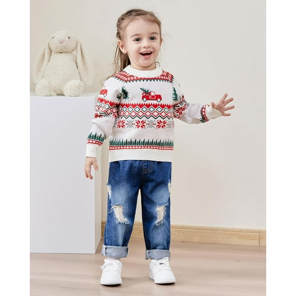 SANMIO Toddler Baby Boys Girls Deer Christmas Cardigan Sweater Long Sleeve Button-up Coat 6M-4T