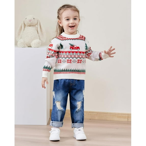 SANMIO Toddler Baby Boys Girls Deer Christmas Cardigan Sweater Long Sleeve Button-up Coat 6M-4T