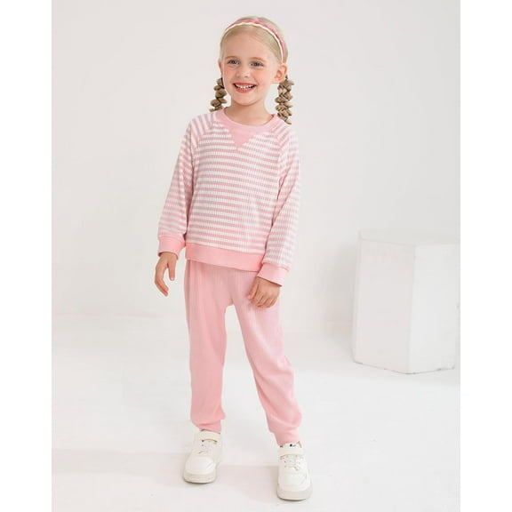 SANMIO Toddler Girl Clothes Girls Tracksuit Outfit Cute Striped Sweatshirt Sweatpants Set Fall Winter Sweatsuit For Girls 1-5T