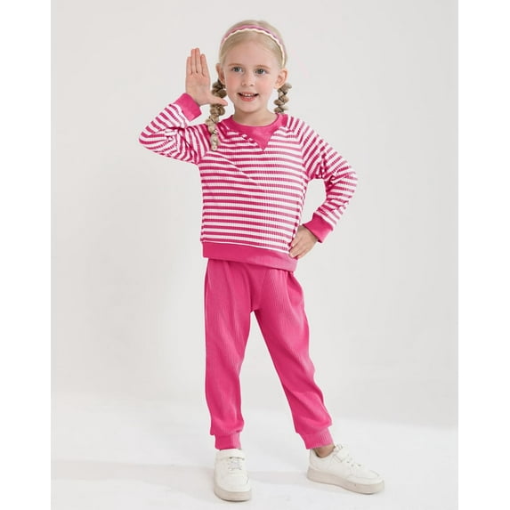 SANMIO Toddler Girl Clothes Girls Tracksuit Outfit Cute Striped Sweatshirt Sweatpants Set Fall Winter Sweatsuit For Girls 1-5T