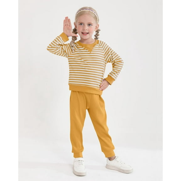 SANMIO Toddler Girl Clothes Girls Tracksuit Outfit Cute Striped Sweatshirt Sweatpants Set Fall Winter Sweatsuit For Girls 1-5T