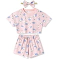 thumbnail image 1 of SANMIO Toddler Girl Clothes 18M-6T Toddler Girls Outfits Cute T-Shirt+Shorts+Headband 3Pcs Summer Baby Clothing Sets, 1 of 7