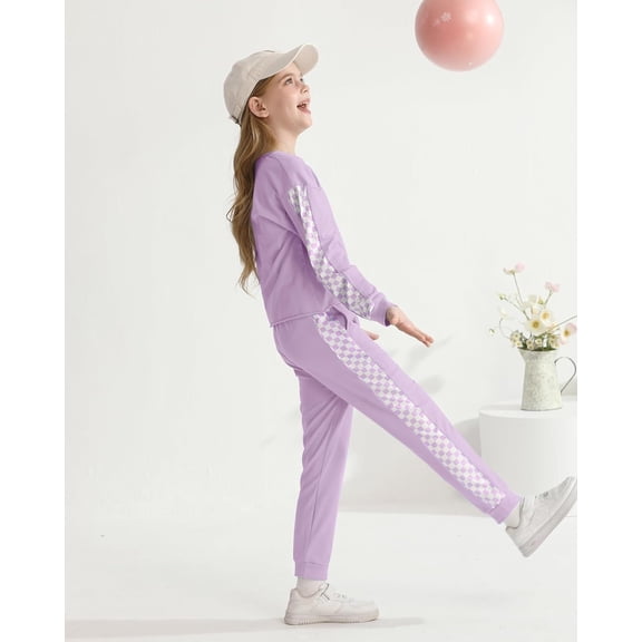 SANMIO Toddler Girl Clothes 2 Piece Outfits Girls Tracksuit Activewear Long Sleeve Checkered Sweatshirts Sweatpants