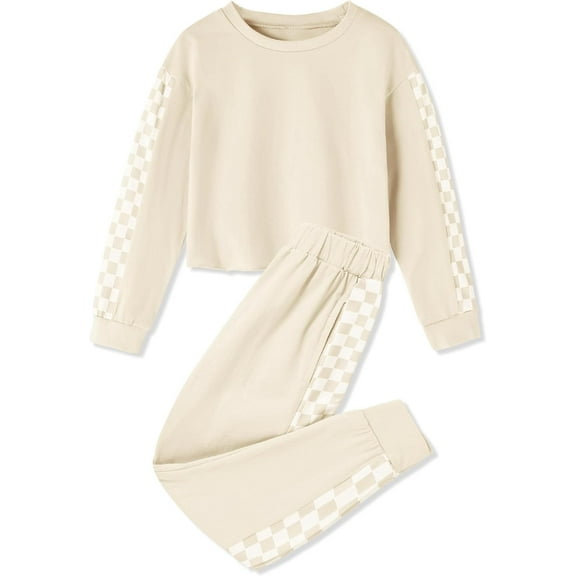 SANMIO Toddler Girl Clothes 2 Piece Outfits Girls Tracksuit Activewear Long Sleeve Checkered Sweatshirts+Sweatpants