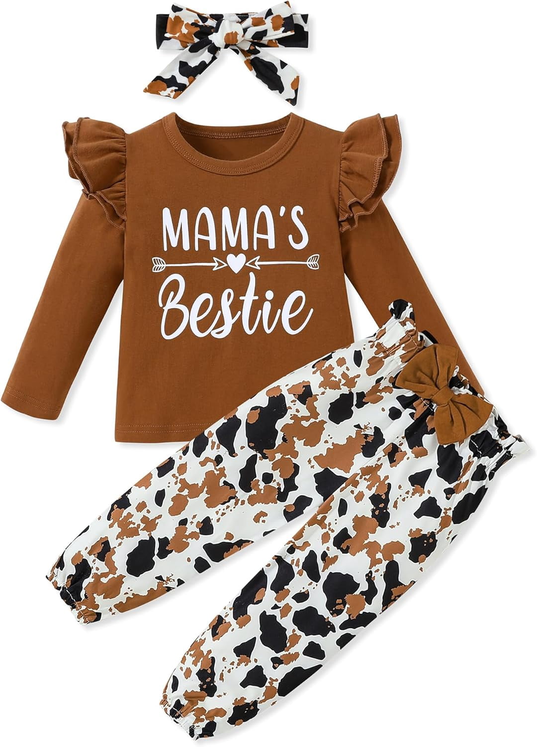 SANMIO Toddler Girl Clothes Outfits Cute Ruffle Sleeve Shirt Floral Pant+Headband 3Pcs Baby Girl Clothing Set 1-6T