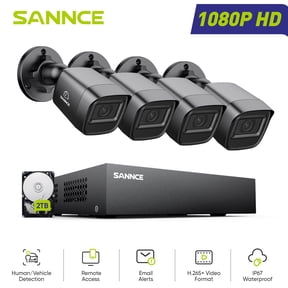 SANNCE 8CH 1080p AI Security Camera System 5-in-1 CCTV DVR Recorder with 2TB HDD and 4Pcs Outdoor/Indoor Waterproof Wired Surveillance Bullet Cameras with 100ft Night Vision, Motion Alert, Remote Acc