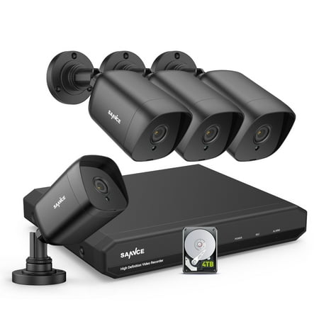 SANNCE 1080P Home Security Camera System 4 Channel CCTV DVR Recorder 4pcs Outdoor Waterproof Wired Surveillance Cameras Night Vision, Easy Remote Access,4TB Hard Drive