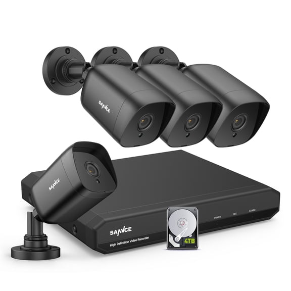 SANNCE 1080P Home Security Camera System 4 Channel CCTV DVR Recorder 4pcs Outdoor Waterproof Wired Surveillance Cameras Night Vision, Easy Remote Access,4TB Hard Drive