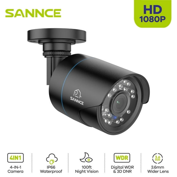 SANNCE 1080P Security Camera AHD/TVI/CVI/CVBS 4-in-1 CCTV Camera IP66 Weatherproof Analog CCTV Surveillance Bullet Camera Indoor Outdoor, 100ft Night Vision, 24 Infrared LEDs