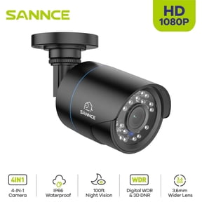 SANNCE 1080P Security Camera AHD/TVI/CVI/CVBS 4-in-1 CCTV Camera IP66 Weatherproof Analog CCTV Surveillance Bullet Camera Indoor Outdoor, 100ft Night Vision, 24 Infrared LEDs