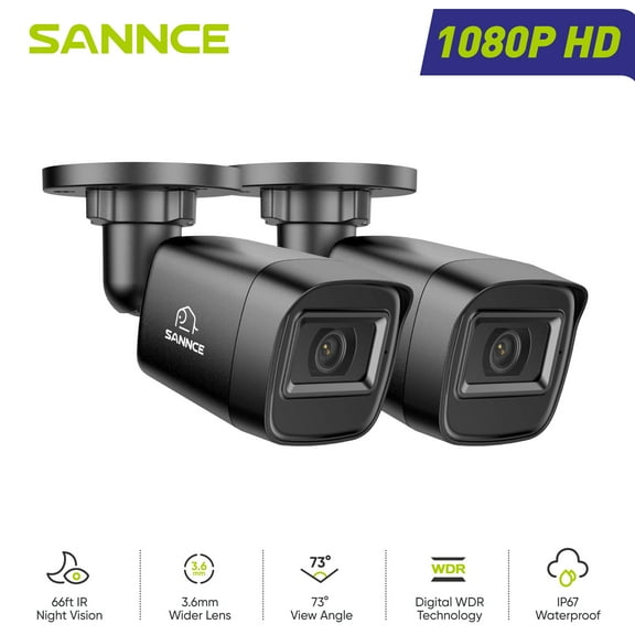 SANNCE 1080p 2PCS Wired Home Outdoor Indoor Security Camera with EXIR Night Vision, IP66 Waterproof for Outdoor Indoor Video Surveillance, Outdoor Surveillance Camera for Surveillance Camera Set