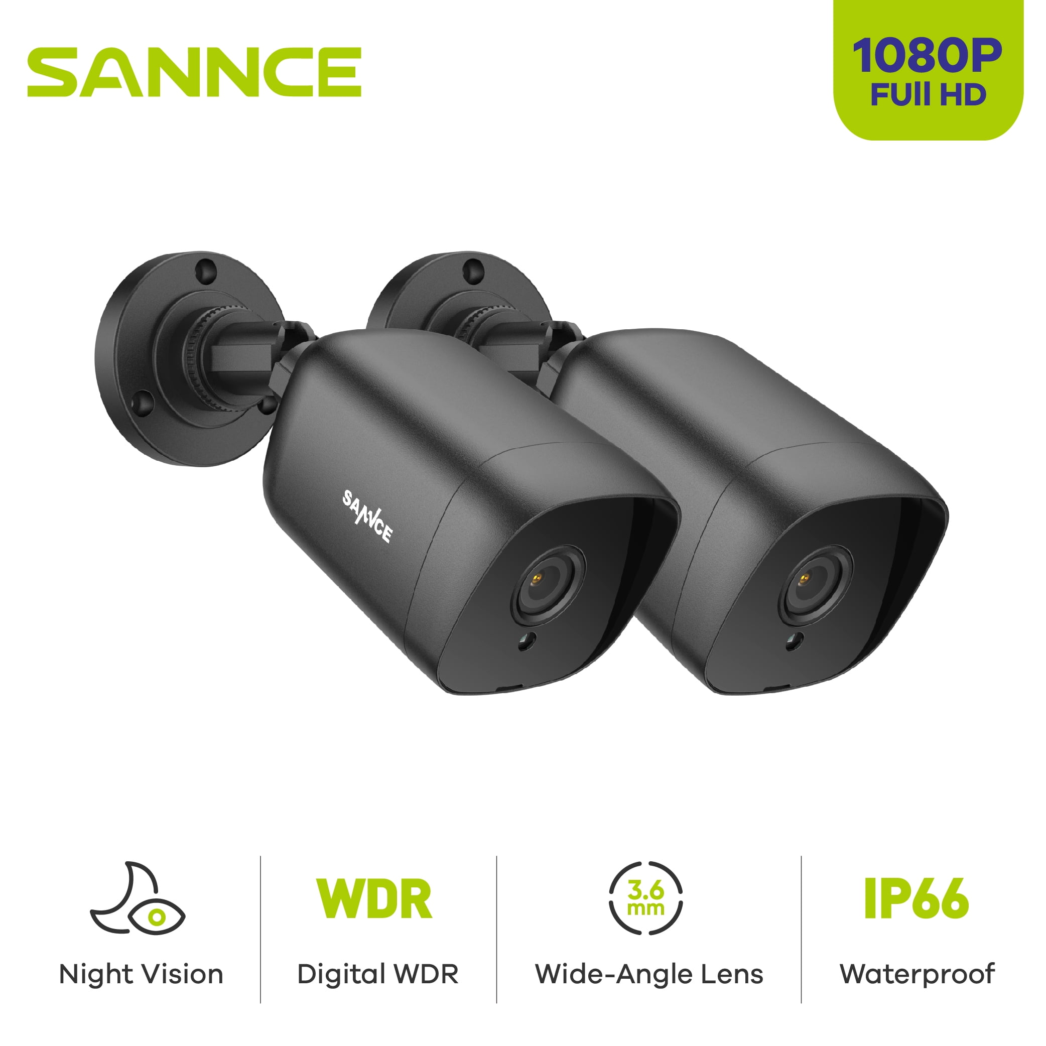 SANNCE 1080p 2PCS Wired Home Outdoor Indoor Security Camera with EXIR