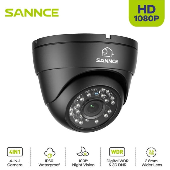 SANNCE 2MP CCTV 4in1Security Camera, Dome Surveillance Camera with 100ft Night Vision, IP66 Waterproof for 960H,720P,1080P,5MP,4K Analog Security DVR, Turret Surveillance Cameras