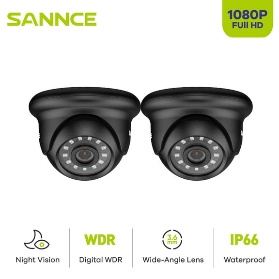 SANNCE 2PCS 1080p Full HD Wired Analog CCTV TVI-HD Security Camera for DVR Security Camera System with 100 ft Night Vision