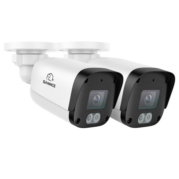 SANNCE 2PCS 5MP PoE HD Weatherproof Bullet Cameras with H.265 Video Compression, Smart IR LED, APP Push Alert, Remote Access, Outdoor Surveillance Camera for PoE NVR