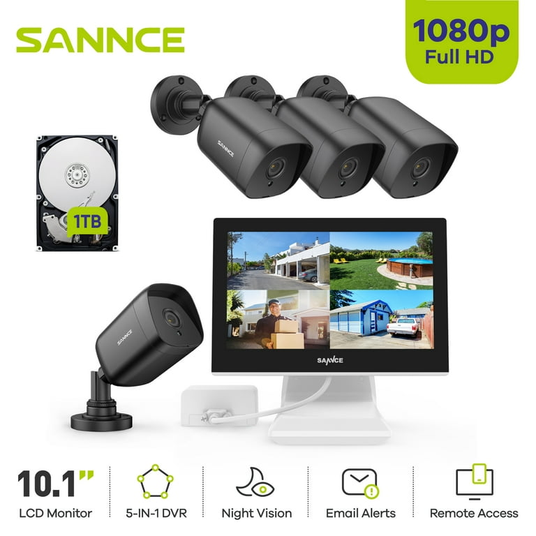 SANNCE 4CH 1080P HD 10.1 Monitor DVR 4pcs 2.0MP IR Home
