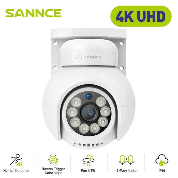 SANNCE 4K 8MP PoE IP Dome Camera with Microphone/Audio, Security Camera Outdoor Night Vision 100ft Waterproof IP66 Indoor Wide Angle 2.8mm 24/7 Recording Add-on Camera, Vehicle and Pedestrian Inspect