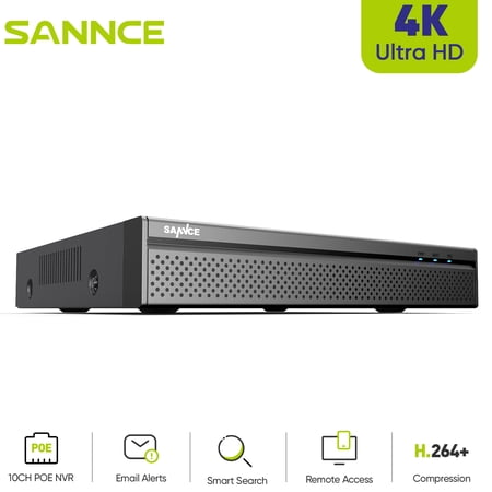 SANNCE 8 Channel 4K PoE NVR Network Video Recorder,Supports 8MP/5MP/3MP/1080P HD PoE IP Cameras,Human/Vehicle Detection,Remote Access via Sannce Vision APP/CMS,4K HDMI Output