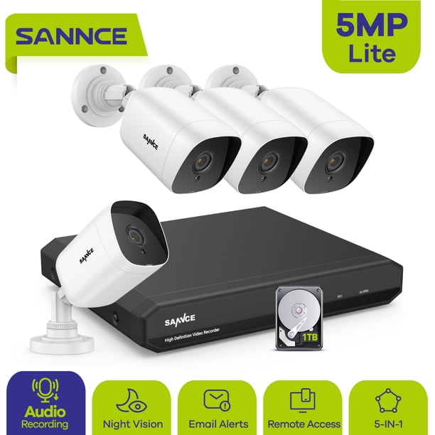 SANNCE 8CH 1080P CCTV Security System With Night Vision & AI Detection - Indoor/Outdoor Cameras