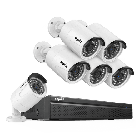 SANNCE 8CH 5MP Poe Home Security Camera System,2MP 8CH Poe NVR, 6pcs 1080P Outdoor Poe Cameras,No Hard Drive