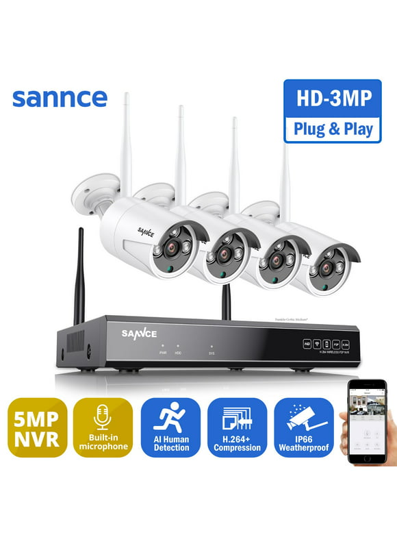 SANNCE 8CH Wifi NVR Night Owl CCTV Home Security Camera System 3MP IP Camera Audio Recording IR Night Vison  Surveillance Kit With Remote Control,NO HDD