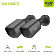 SANNCE HD 1080P CCTV Security Cameras 2pcs 2.0MP Outdoor Home Video Surveillance Wired Camera CCTV System Black
