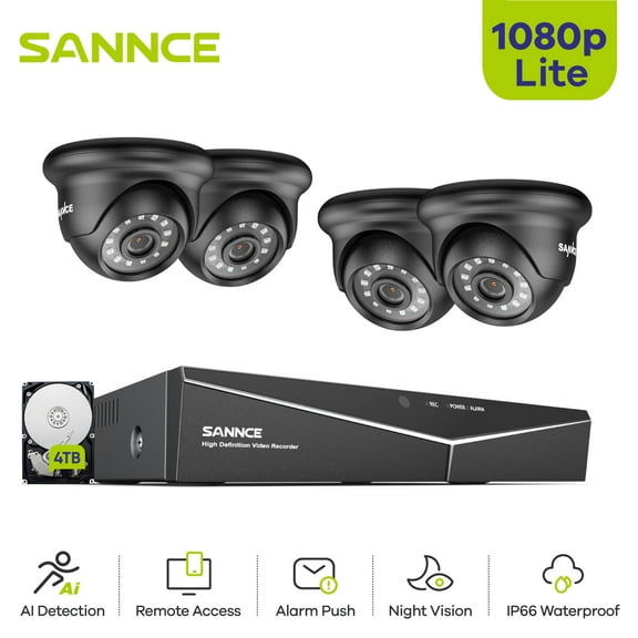 SANNCE Home Security Waterproof 1080p 8 Channel DVR Outdoor Wired CCTV Surveillance Camera with 4TB Hard Drive