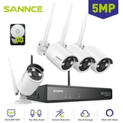 SANNCE Wireless Security Camera System, 10CH 5MP NVR with 4Pcs 5MP Outdoor WiFi IP Surveillance Cameras,Night Vision, Remote Access, Motion Alerts,Humanoid detection,With 2T Hard Drive