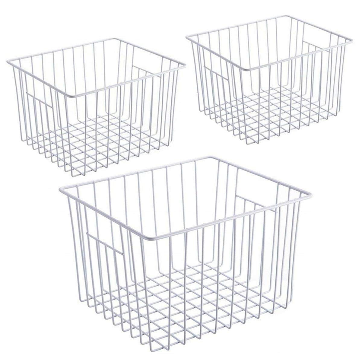 2pcs Refrigerator Freezer Baskets Large Household Wire Storage Basket Bins  Organizer with Handles for Pantry 49.5*24.5*20cm - AliExpress