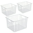 thumbnail image 1 of SANNO Deep Refrigerator Freezer Baskets, Large Household Wire Storage Basket Bins Organizer with Handles for Kitchen, Pantry, Freezer, Cabinet, Closets, Pearl White, Set of 3, 1 of 7