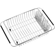 SANNO Expandable Dish Drying Rack Over Sink Dish Rack Shelf in Sink or On Countertop with Stainless Steel Utensil Holder Rustproof Stainless Steel C33