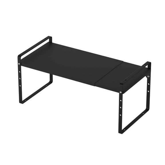 SANNO Expandable Kitchen Cupboard Organizer, Stackable Cabinet Shelf Organizer Storage Rack, Countertop Organizer Kitchen Pantry Cupboard Pantry Organization and storage,Black, 10"W, 1 pack