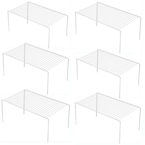 SANNO Freezer Cabinet Storage Shelf Rack, Rustproof Metal Wire Shelves Spice Rack Cupboard Organizer for Pantry Kitchen Countertops Organization - White, 6 Pack,Small Size 10.6 x 5.1