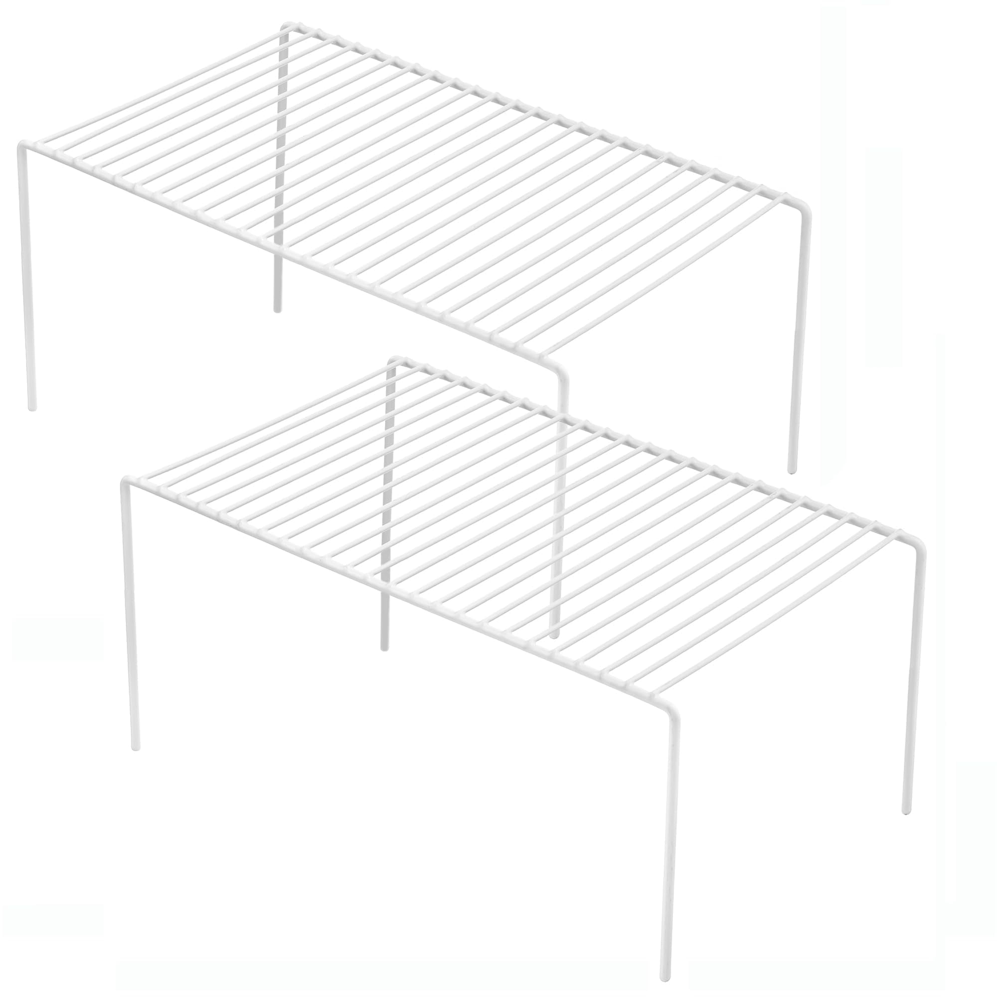 SANNO Freezer Cabinet Storage Shelf Rack, Rustproof Rustproof Metal Wire Shelves Spice Shelf Rack Cupboard Organizer for Pantry Countertops Utensils Organization - White, 2 Pack,Small Size 10.6 x 5.1