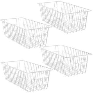 Freezer Wire Baskets, Kitchen Storage Organizer Bins for Chest and Upright  Freezer, Refrigerator Dividers Containers with Handles - Pearl White (4)