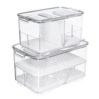  elabo Food Storage Containers Fridge Produce Saver- 3 Piece Set  Stackable Refrigerator Organizer Keeper Drawers Bins Baskets with Lids and  Removable Drain Tray for Veggie, Berry, Fruits and Vegetables: Home 