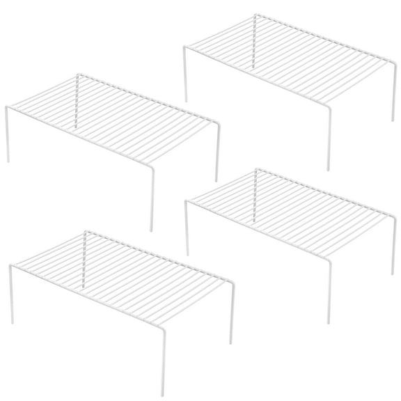 SANNO Kitchen Cabinet Storage Shelf Rack, Freezer Organization Wire Shelf Rack for Countertops Pantries Utensils, Medium, Set of 4