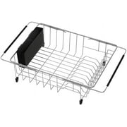 SANNO Large Expandable Dish Drying Rack with Removable Utensil Silverware Holder,Deep Large Dish Rack Over The Sink in Sink on Counter,Dish Drainers Stainless Steel