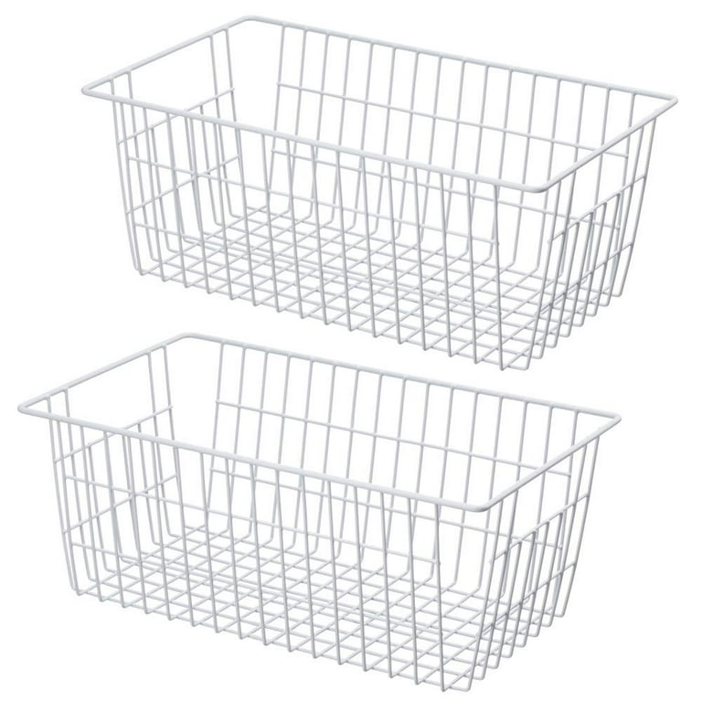 SANNO Freezer Storage Baskets, Stackable Wire Storage Baskets Bin Organizer  Refrigerator Chest Basket Organizers Bins for Storage Pantry Home, Bathroom,  Closet Organization, Set of 4 