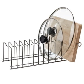 SANNO Pan and Pot Lid Organizer Rack Spectrum Diversified Euro Kitchen Organizer for Plates, Cutting Boards Bakeware, Cooling, Pots & Pans, Serving Trays,Lids Holder Rack,Nickel