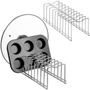 SANNO Pot Lid Holders,Cabinet Drawer Organization Holder Kitchen Pot Lid Rack Holder Organizer Kitchen Plate Storage Organizer and Drying Rack, Pantry 2 pack