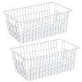 thumbnail image 1 of SANNO Stackable Wire Storage Baskets Chest Freezer Baskets Farmhouse Organizer Large Organizer Bins Pantry Organization Storage Bins Rack with Handles-Set of 2, 15.7", 1 of 7